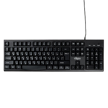 FORZA Клавиатура проводная мембранная Usual 104кл.,белая кириллица, USB, каб. 150см,черный