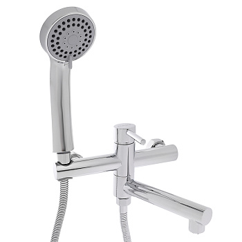 RAIN Смеситель для ванны, прямой излив 18см, душ. набор, картридж 25мм, латунь, хром