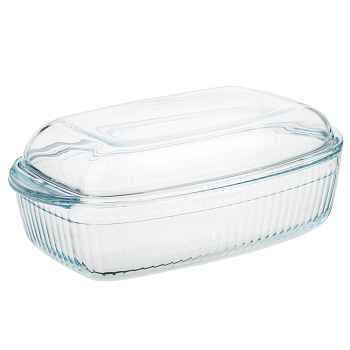 SATOSHI Утятница жаропрочная, рельеф, стекло, 37х22х9см, 4.5л