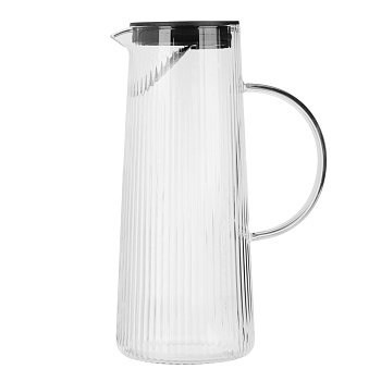 Кувшин с крышкой тм MILLIMI Симпл, 1500мл, стекло, рифленый, инд. упак