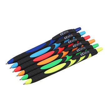 Авторучка шариковая ClipStudio синяя, наконечник 0,7 мм, 6 цветов корпуса, софт-тач