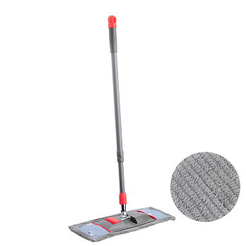 Швабра со сменной насадкой тм VETTA Премиум Грей, телеск. ручка 83-126см, микрофибра 44x15см
