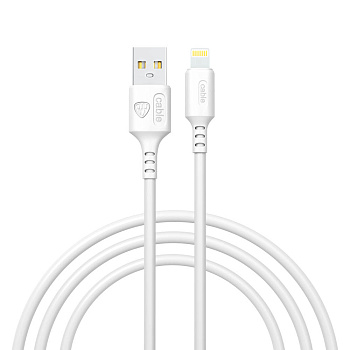 Кабель для зарядки USB(A)-iP BY Fusion, 12Вт, 1 м, 2.4A, TPE, белый