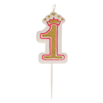 Свеча для торта тм Fntastic 5,6 см, в форме цифр (1), парафин