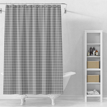 Шторка для ванной тм VETTA Квадро, ПЕВА 60г/м2, 180x200см, серый цвет