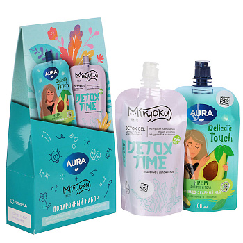 Подарочный набор женский:Крем д/рук и тела Aura,100мл+Детокс-гель д/умывания MIRYOKU,100мл