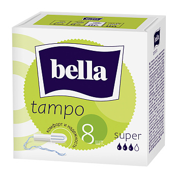 Тампоны женские гигиенические Bella tampo super, 3 капли, 8шт