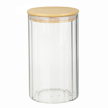 VETTA ЭКО Грани Банка для хранения 1100мл, 17х10см, стекло, бамбук
