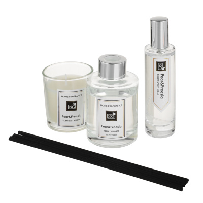 NEW GALAXY Набор Home ароматизатор-диффузор, спрей и свеча, 60, 30мл 50г wood sage,white flower,pear