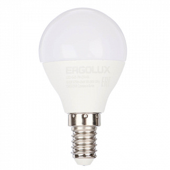 Ergolux LED-G45-7W-E14-4K (Эл.лампа светодиодная Шар 7Вт E14 4500K 172-265В), 12144