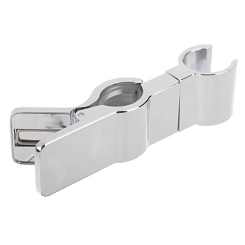 Держатель-прищепка для лейки душа, на штангу и стойку, универсальный, цинк, хром