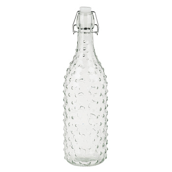 Бутылка для воды с пробкой 8x30см 1000мл, стекло, пластик