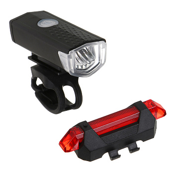 Набор фонарей велосипедных, тм BY SPORT, передний и задний, 3/4 режима, USB