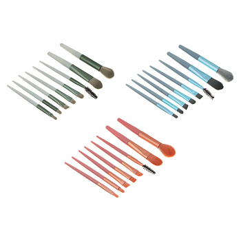 Кисти для визажа 8 шт тм ЮНИLOOK ,пластик, металл, иск.ворс, ПУ, 10,5-12 см, 3 цвета