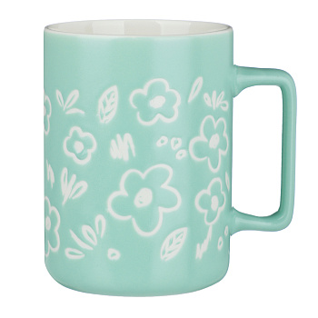 Кружка Узоры тм MILLIMI, 400мл, 4 цвета, фарфор