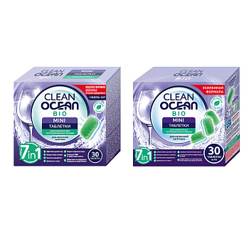 Таблетки для посудомоечных машин Ocean Clean bio mini к/у, 30 шт