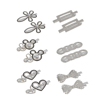 Зажим для волос со стразами 2шт, тм ЮНИLOOK, 6-7 см, металл, 6 дизайнов, #13