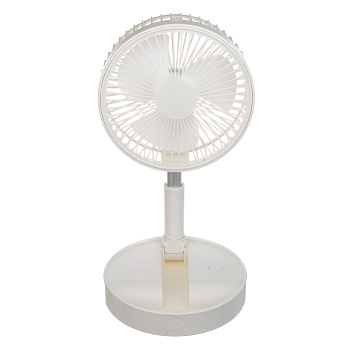 Вентилятор складной тм LEBEN 3Вт, 4 режима, диаметр 20см, 3.7в/2400мАч, USB-кабель, белый