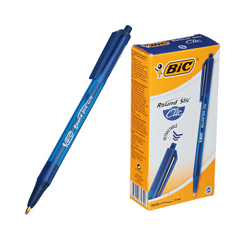 Авторучка шариковая BIC синяя с кнопкой "Раунд Стик Клик", наконечник 1,0 мм, 926376