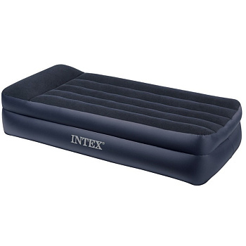 INTEX Матрас надувной PILLOW REST с подголовником, встр.электронасос, 203х152х42см, до 272кг, 64124