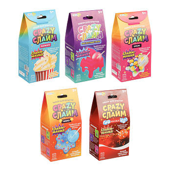 ХОББИХИТ Набор экспериментов серия Юный химик, "CRAZY СЛАЙМ", 10х20,2х6,5см, 5 дизайнов, 926