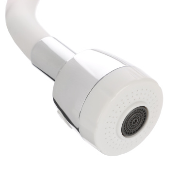 СоюзКран Смеситель для кухни, гибкий излив, керам. картридж 40мм, белый/хром, цинк, SK01-F125