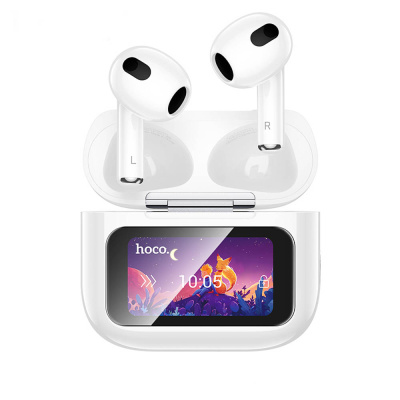 Наушники беспроводные TWS hoco. модель EW81 Elegant, вкладыши, дисплей, 300/30мАч, BT5.4, цвет:белый