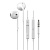 Наушники проводные вкладыши с микрофоном BY Space, jack 3.5мм, 120см, белый