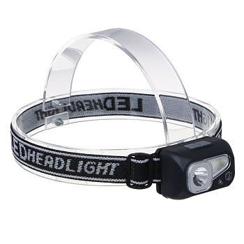 Фонарь налобный тм ЕРМАК, сенсорный, XPE LED + 3 SMD, 6 режимов, 500мАч, зарядка Type C, 57х29х38 мм
