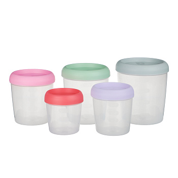 Набор банок для продуктов с завинчивающейся крышкой 5шт (1,4л; 1,05л; 0,75л; 0,55л; 0,4л), пластик