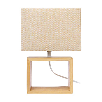 Светильник переносной настольный BY Бари, 27 см, E14, 40Вт, 230В бамбук, металл, текстиль, бежевый