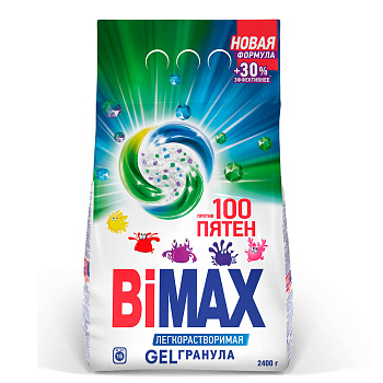 Стиральный порошок BIMAX 100 пятен, Automat, п/э, 2,4кг