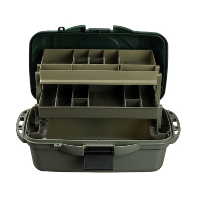 AZOR FISHING Ящик рыболова двухполочный, 40x19,5x21см, пластик, зеленый (MB-PL-07_1 )