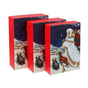 Набор подарочных коробок тм СНОУ БУМ, 3 размера 21x29x9см, 20x27x8см, 18x26x6см, картон