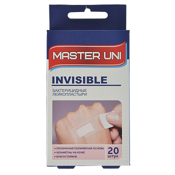 Лейкопластырь MASTER UNI "Прозрачный" бактериц,на полимер.осн, 20шт