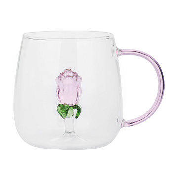 Кружка тм MILLIMI Роза, 390мл, стекло
