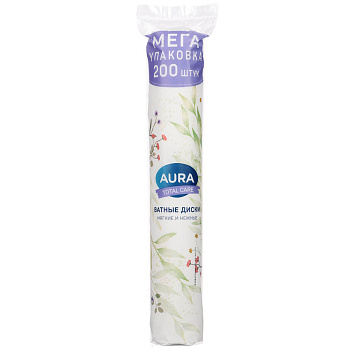 Ватные диски AURA TOTAL CARE, 200шт
