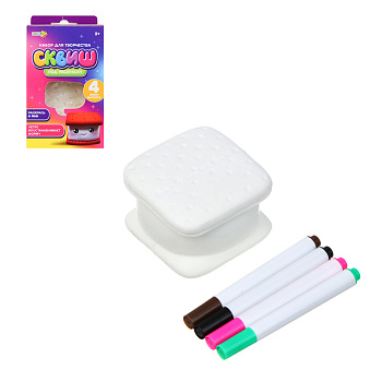 ХОББИХИТ Набор для творчества "Сквиш под раскраску", PU, 7х11х7см, 3 дизайна