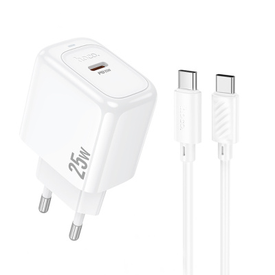 Комплект СЗУ hoco. модель CS53A, USB-C, PD25Вт, каб. C-C, белый
