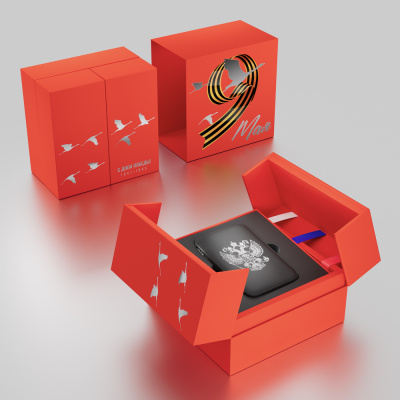 BY Аккумулятор мобильный Светящийся 10000мАч, USB-A,USBC,встр.каб.,QC,PD,22.5W, Герб, Победа, короб.