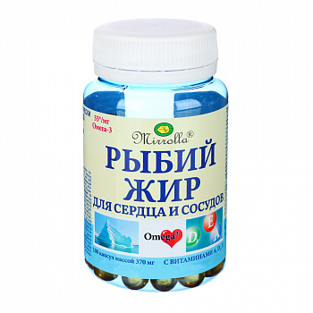 Рыбий жир для сердца и сосудов с витаминами А, Д3, Е "Мирролла", капс., №100 (БАНКА)